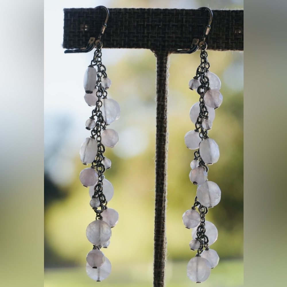 Luxury Vintage Rose Quartz dangle earrings A35